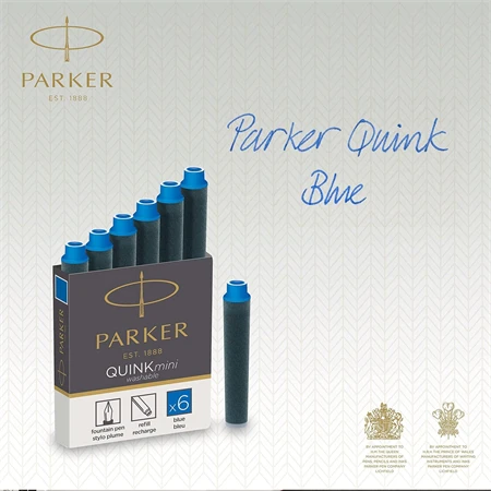 PARKER tintapatron rövid ROYAL kék 6db/doboz, 30mm hosszú