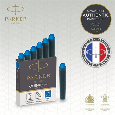 PARKER tintapatron rövid ROYAL kék 6db/doboz, 30mm hosszú