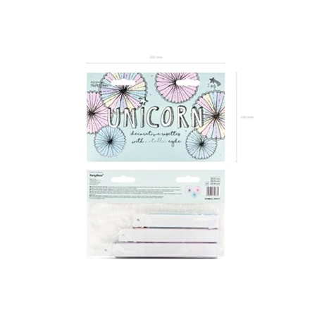 Party dekoráció rosetta - Unicorn mix papír 30cm, 25cm, 21cm színes 3db/csomag