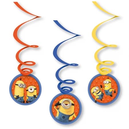 Party dekorációs spirál 80cm, Minions 6db/csomag