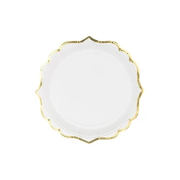 Party tányér 18,5cm 6db/csomag fehér, arany szegéllyel