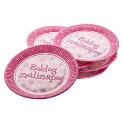 Party tányér 23cm 6db/csomag Boldog Születésnapot felirattal rózsaszín