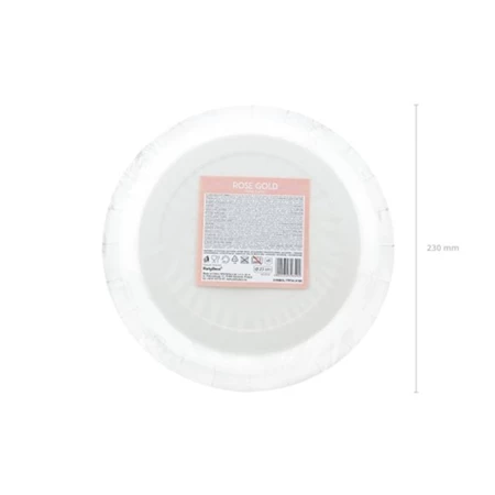 Party tányér 23cm 6db/csomag rosegold