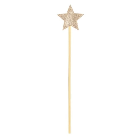 Party varázspálca csillaggal, glitteres műanyag 8,5x36cm arany színű
