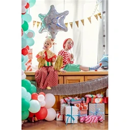 Partyf üggöny csillag műanyag 100x245cm ezüst színű