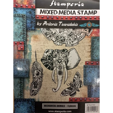 Pecsételő készlet gumi 15x20cm, vegyes steampunk elefánt