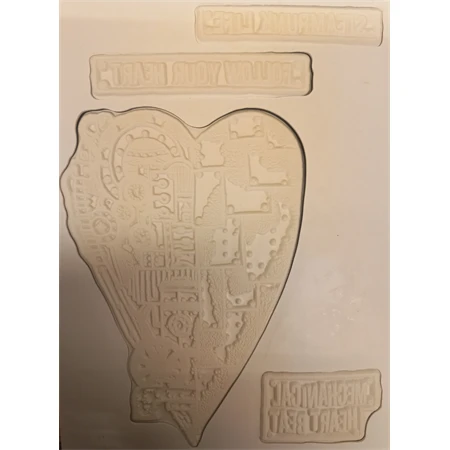 Pecsételő készlet gumi 15x20cm, vegyes steampunk szív