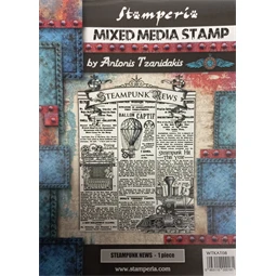 Pecsételő készlet gumi 15x20cm, vegyes steampunk újságpapír