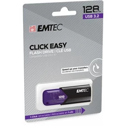 Pendrive, 128GB, USB 3.2, EMTEC "B110 Click Easy", fekete-lila