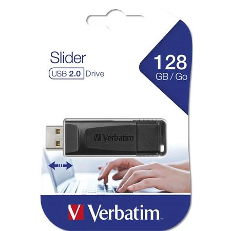 Pendrive 128GB VERBATIM USB 2.0 Slider, fekete