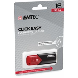 Pendrive, 16GB, USB 3.2, EMTEC "B110 Click Easy", fekete-piros