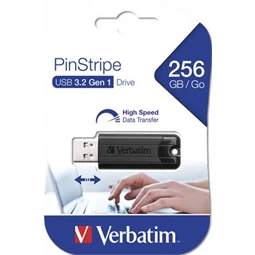 Pendrive 256GB VERBATIM USB 3.2 Pinstripe, fekete