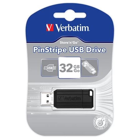 Pendrive 32 GB VERBATIM Pin Stripe 10/4 MB/sec, fekete