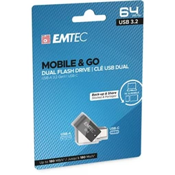 Pendrive, 64GB, USB 3.2, USB-A bemenet/USB-C kimenet, EMTEC "T260C Dual"