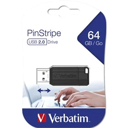 Pendrive 64 GB VERBATIM PinStripe USB2.0, 10/4MB/sec, fekete