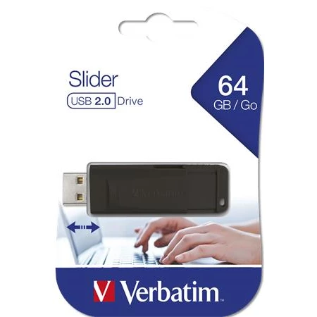 Pendrive 64 GB VERBATIM Slider USB2.0, fekete