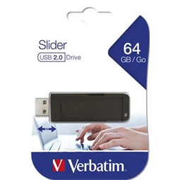 Pendrive 64 GB VERBATIM Slider USB2.0, fekete
