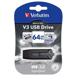 Pendrive 64 GB VERBATIM V3 USB3.0, 80/25 MB/sec, fekete-szürke