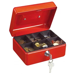 Pénzkazetta kulcsos 15,2x11,5x8cm piros