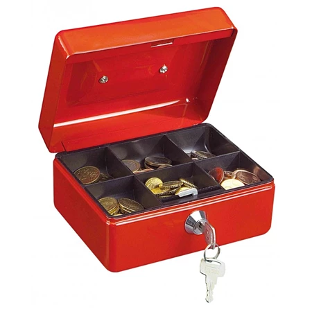 Pénzkazetta kulcsos 15,2x11,5x8cm piros