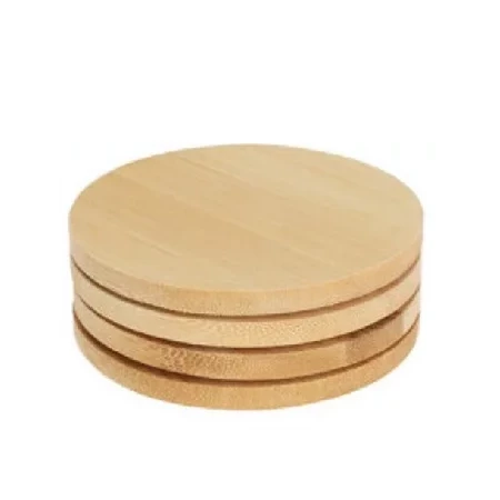 Poháralátét bambuszból, natúr 10x10cm 4db/csomag