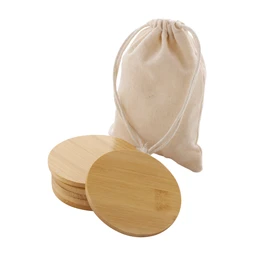 Poháralátét bambuszból, natúr 6 db-os poháralátétszett zsinóros pamut tasakban 120x150 mm