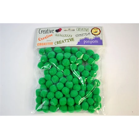 Pompon 15mm, zöld, 100db/csomag