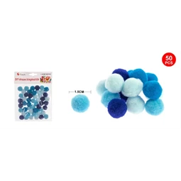 Pompon 15mm vegyes kék 50db/csomag