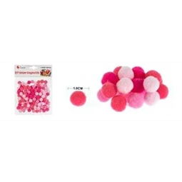 Pompon 15mm vegyes rózsaszín 120db/csomag