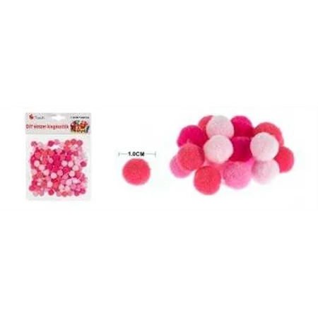 Pompon 15mm vegyes rózsaszín 120db/csomag