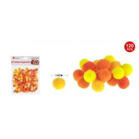 Pompon 15mm vegyes sárga 120db/csomag