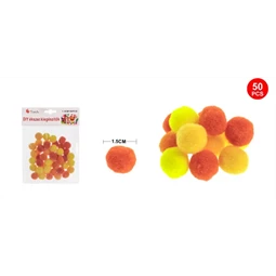 Pompon 15mm vegyes sárga 50db/csomag