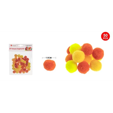 Pompon 15mm vegyes sárga 50db/csomag