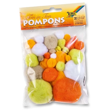 Pompon 1-5cm vegyes méret 30db/csomag sárga színek
