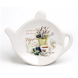 Porcelán teafilter tartó, levendula mintás, 10x9x2 cm