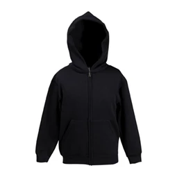 Pulóver gyerek, kapucnis Fruit of the Loom 5/6 méret, kenguruzseb 280 g/m2 fekete