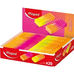 Radír MAPED Neon, divatos vibráló neon szín, papírtok, méret: 21,8x12x61mm