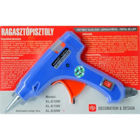 Ragasztópisztoly 20W műanyag, d:0,7cm ragasztóhoz