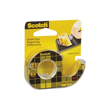 Ragasztószalag 2 oldalas 12mm x  6,3m 3M SCOTCH 136D víztiszta