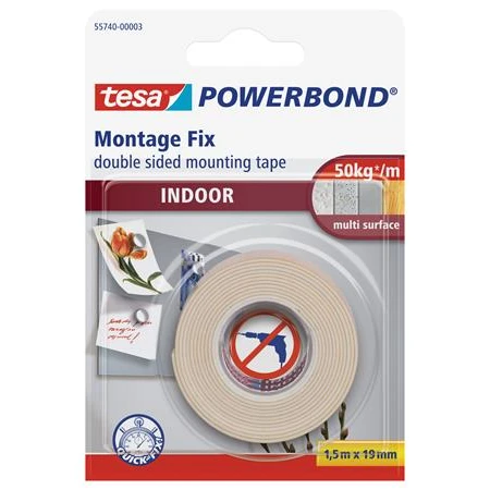 Ragasztószalag 2 oldalas beltéri TESA Powerbond 19 mm x 1,5 m