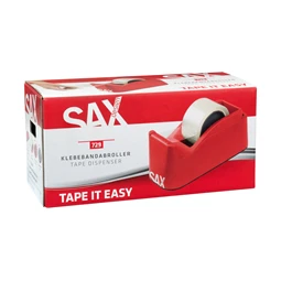 Ragasztószalag-adagoló asztali SAX 729 TAPE-IT-EASY 50mm vagy 2db 19mm-es szalaghoz, piros, nehezékkel ellátott adagoló