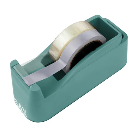 Ragasztószalag-adagoló asztali SAX 729 TAPE-IT-EASY 50mm vagy 2db 19mm-es szalaghoz, zöld, nehezékkel ellátott adagoló