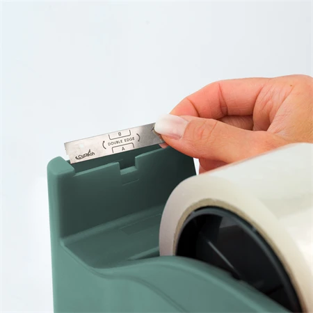 Ragasztószalag-adagoló asztali SAX 729 TAPE-IT-EASY 50mm vagy 2db 19mm-es szalaghoz, zöld, nehezékkel ellátott adagoló