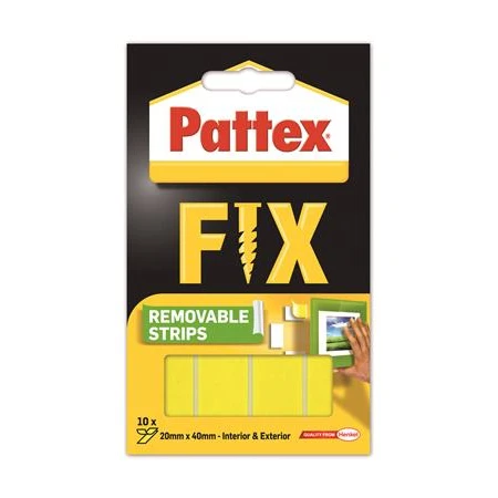 Ragasztószalag kétoldalas csík, HENKEL Pattex Fix visszaszedhető, 20 x 40 mm/csík, 20cm
