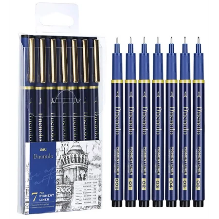 Rajz marker készlet DELI 7db/csomag fekete