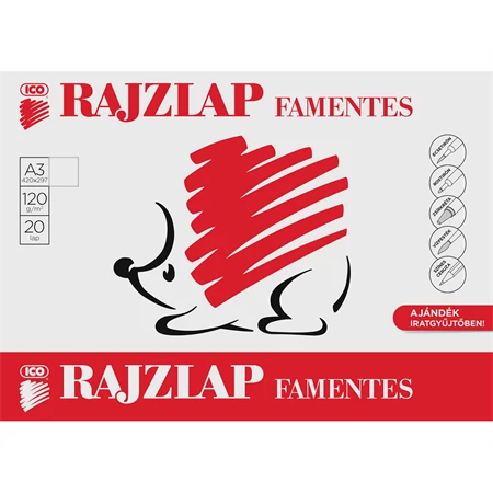 Rajzlap A/3 famentes 20db/csomag SÜNI mappában 120gr lapok