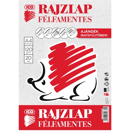 Rajzlap A/4 félfamentes 20db/csomag SÜNI mappában 120gr lapok