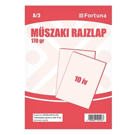 Rajzlap műszaki A/3 10ív/csomag 180gr FORTUNA