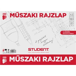 Rajzlap műszaki A/3 20ív/csomag 180gr. ICO STUDENT mappában