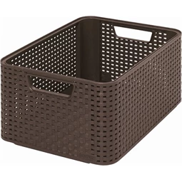 Rattan hatású kosár, 18literes, sötétbarna